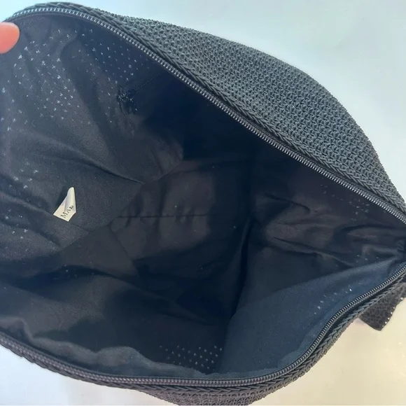 Vintage Crochet Woven Hobo Hippie Festival Stripe Black Shoulder Bag Purse - Picture 5 of 6